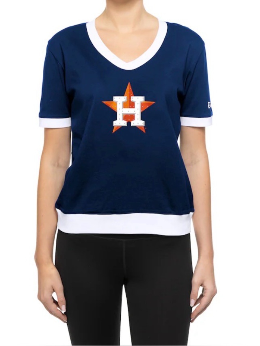 New Era Houston Astros Game Day rhinestone V-neck T-shirt